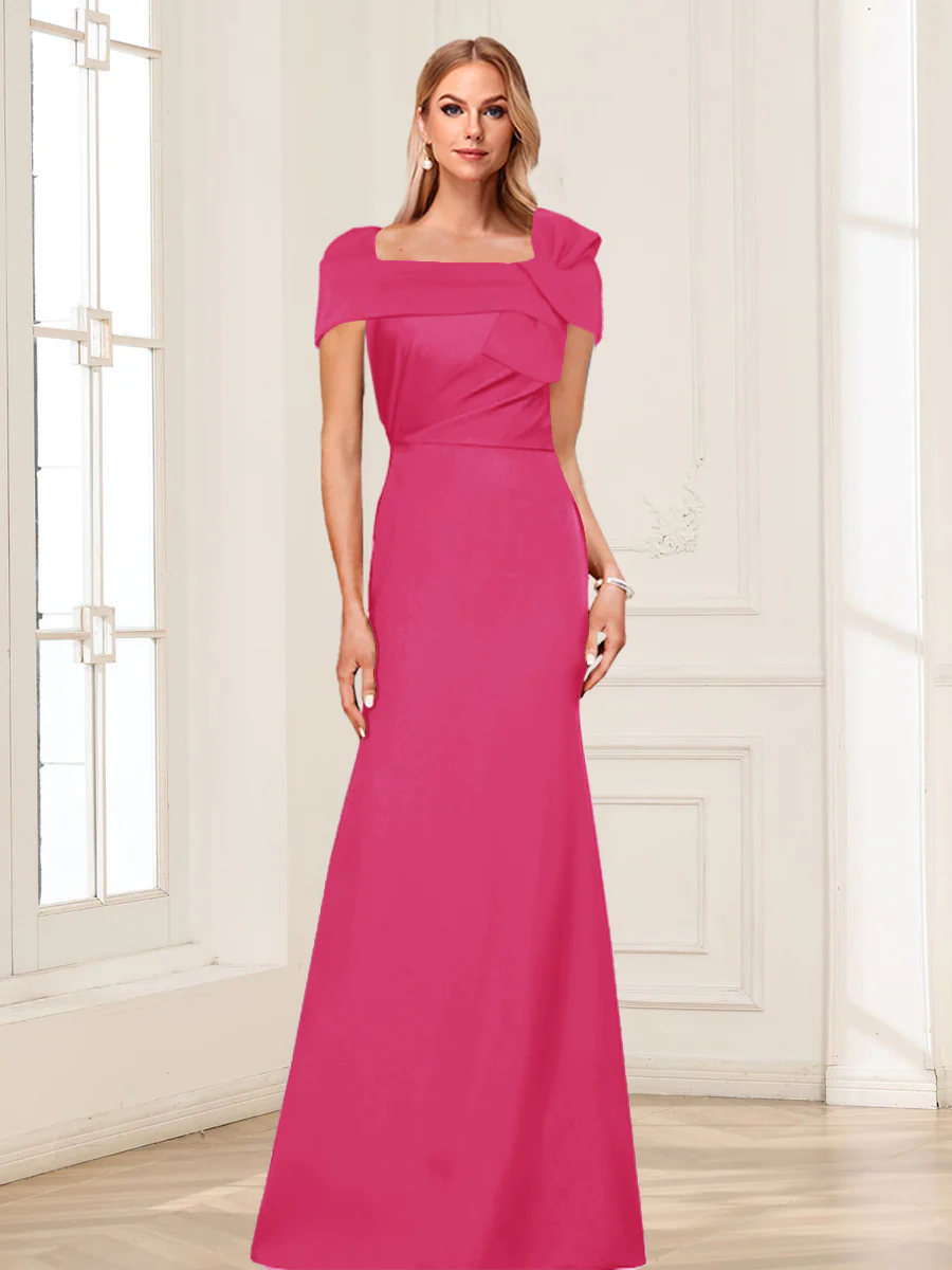 Trumpet/Mermaid Square Neck Short Sleeves Mother of the Bride Dresses with Ruched - Image 38