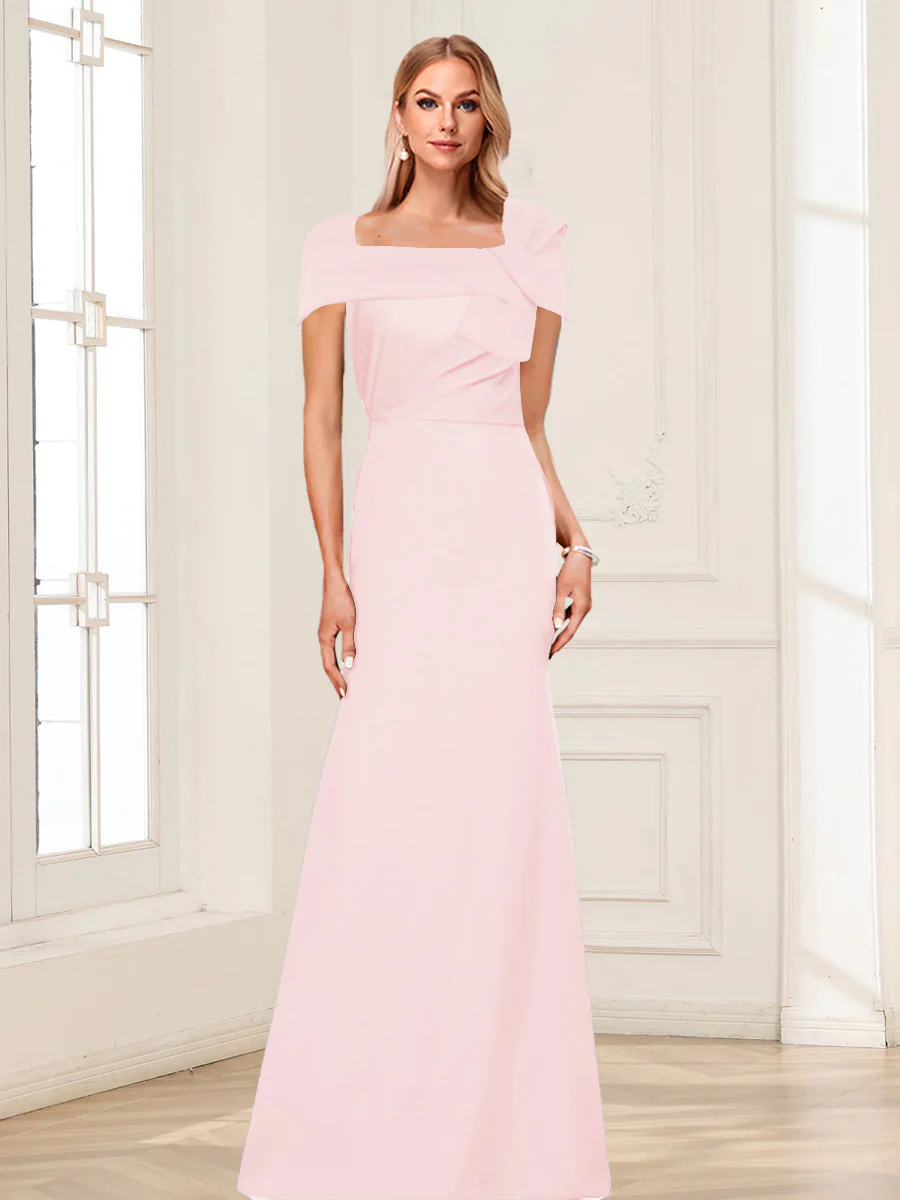 Trumpet/Mermaid Square Neck Short Sleeves Mother of the Bride Dresses with Ruched - Image 4