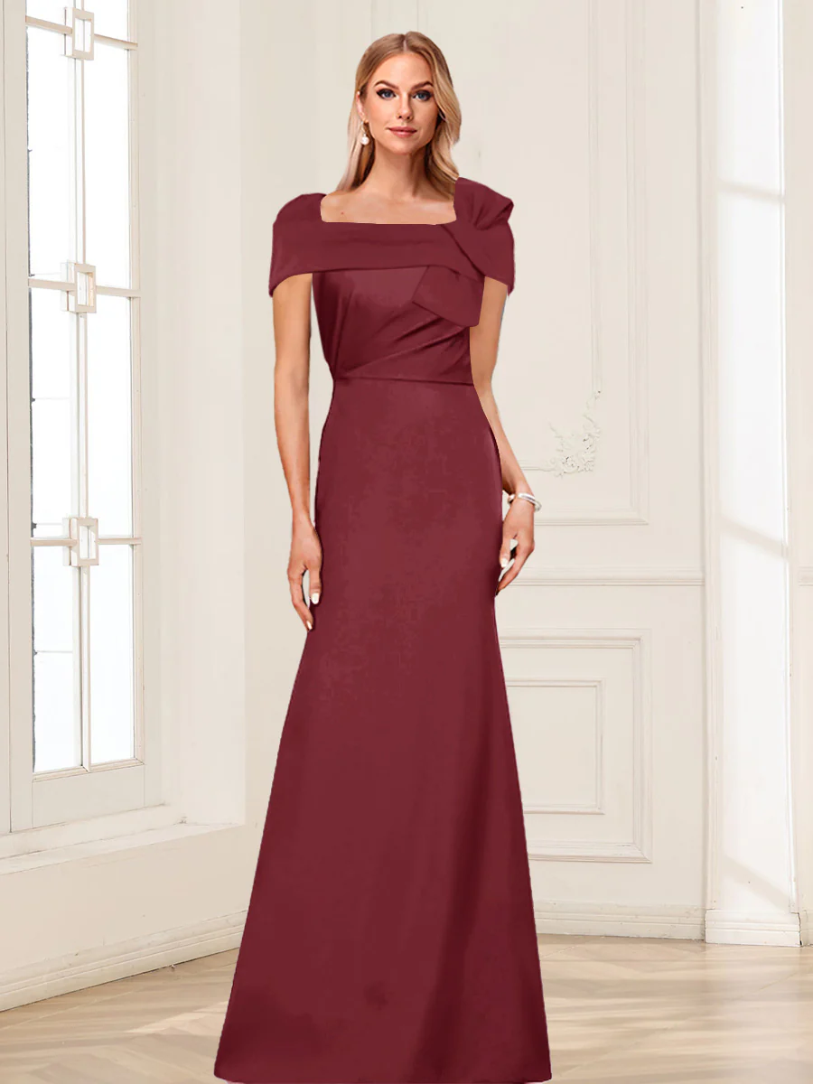 Trumpet/Mermaid Square Neck Short Sleeves Mother of the Bride Dresses with Ruched - Image 46
