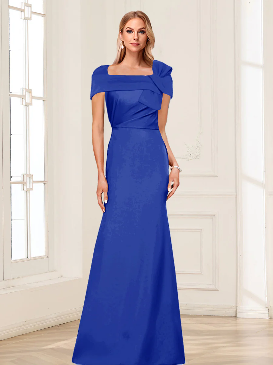Trumpet/Mermaid Square Neck Short Sleeves Mother of the Bride Dresses with Ruched - Image 60