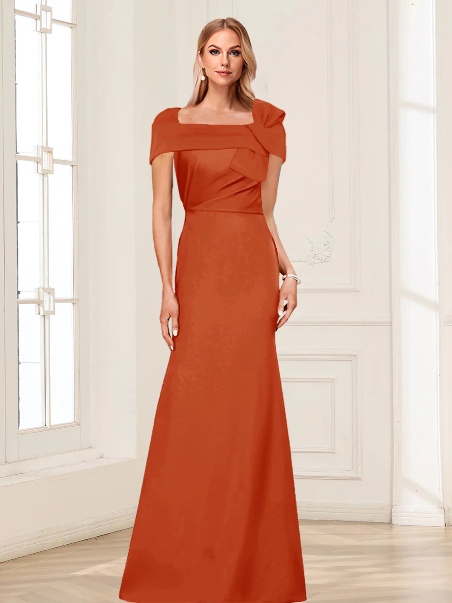 Trumpet/Mermaid Square Neck Short Sleeves Mother of the Bride Dresses with Ruched - Image 61