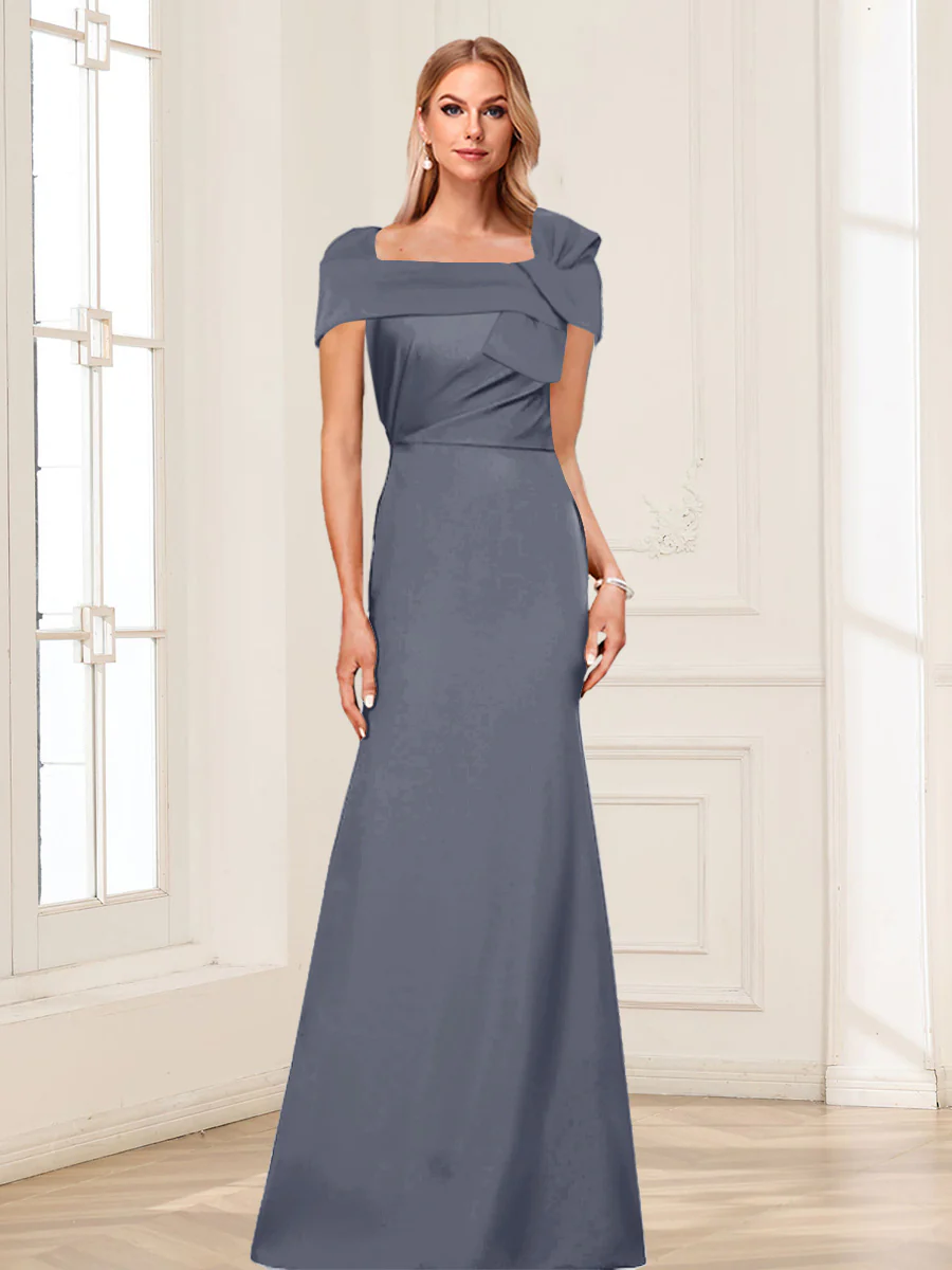 Trumpet/Mermaid Square Neck Short Sleeves Mother of the Bride Dresses with Ruched - Image 65