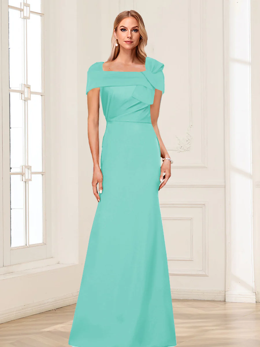 Trumpet/Mermaid Square Neck Short Sleeves Mother of the Bride Dresses with Ruched - Image 67