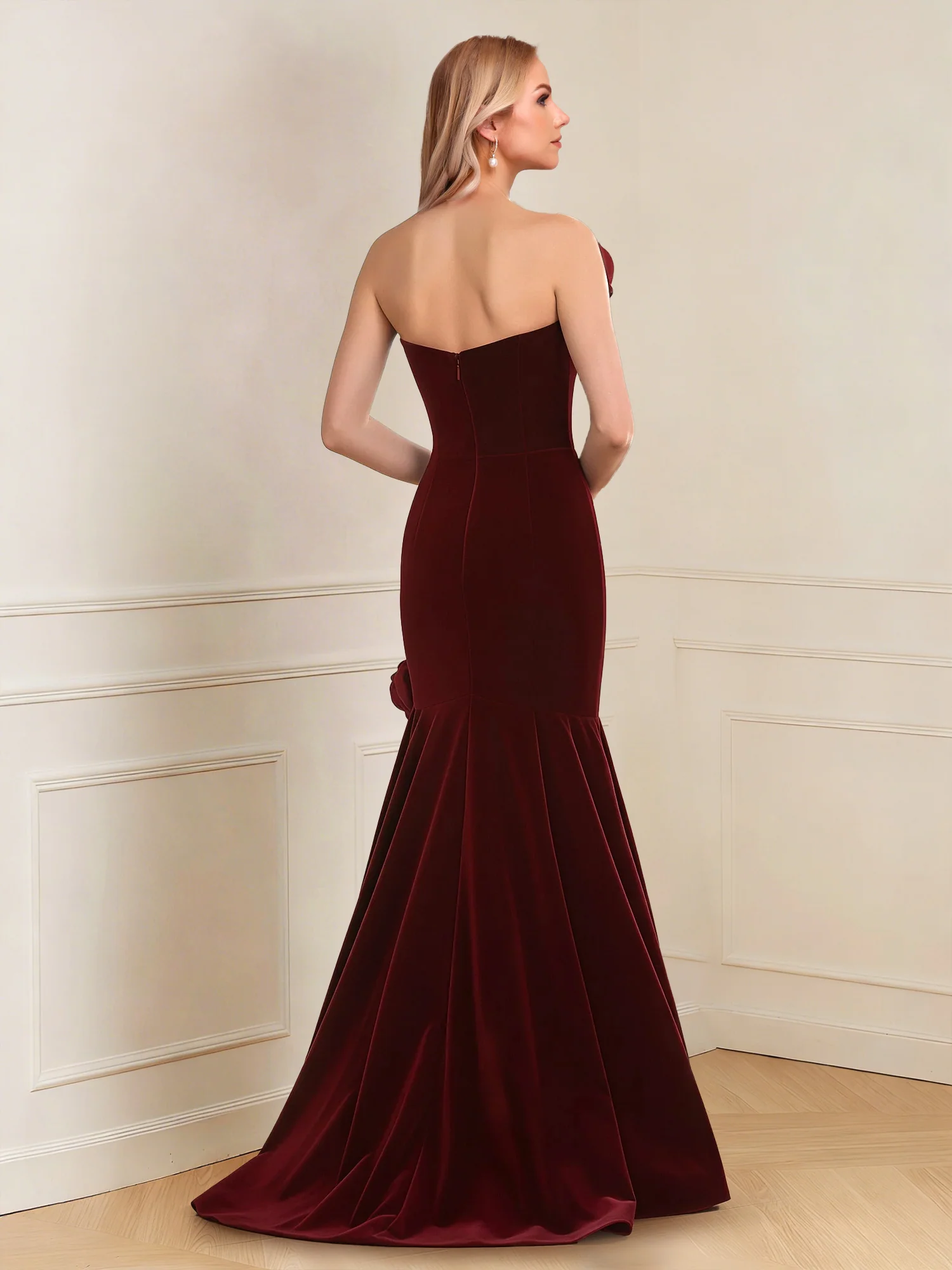 Trumpet/Mermaid Sweetheart Floor-Length Mother of the Bride Dresses with 3D-Flower - Image 2