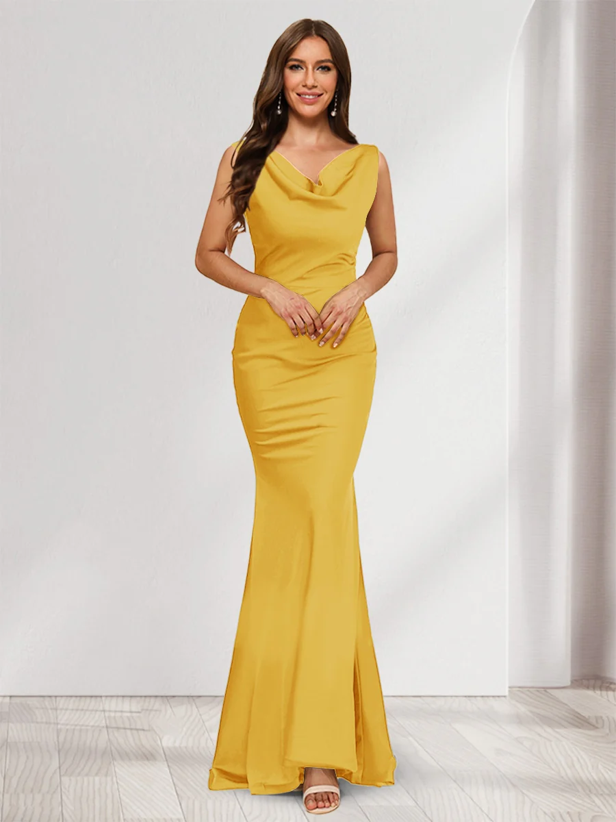 Trumpet/Mermaid V-Neck Sleeveless Evening Dresses With Sash - Image 42