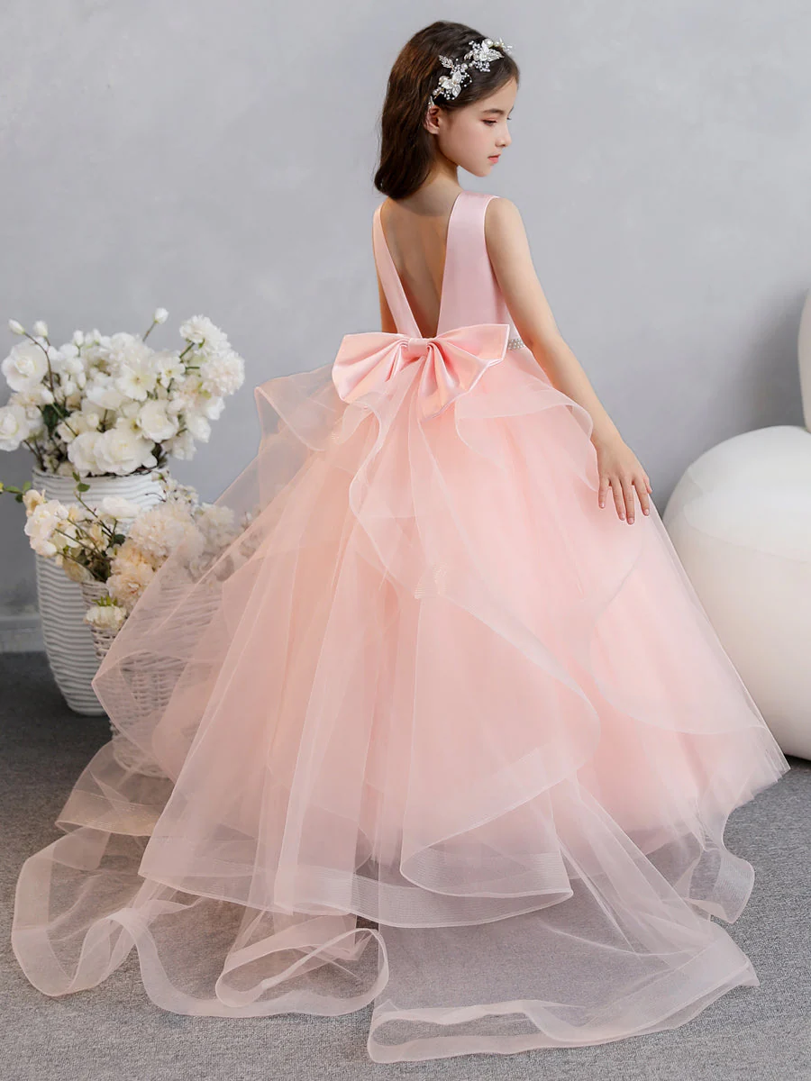 Tulle Ball Gown/Princess Ruffles Flower Girl Dresses With Pearls & Bowknot - Image 5