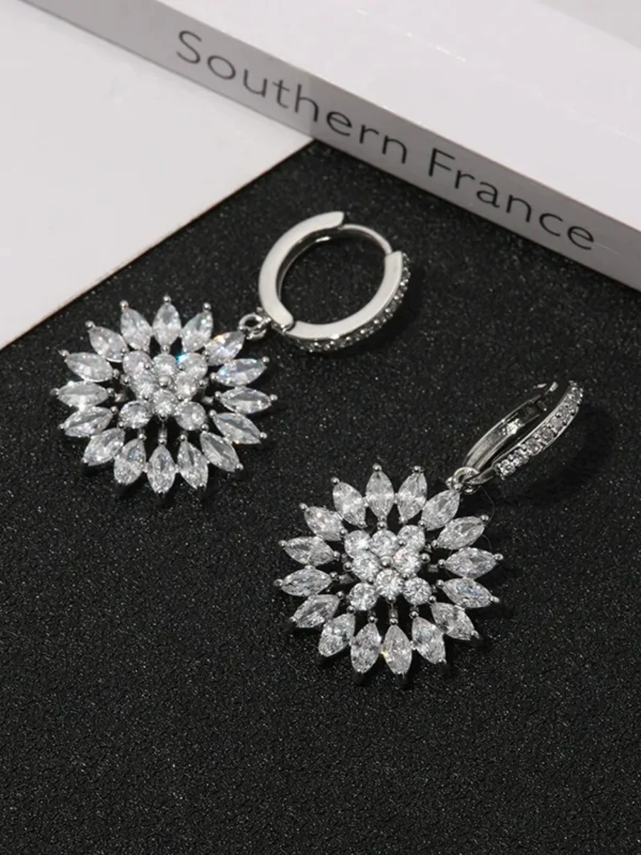 Versatile Zirconia Sunflower Earrings and Pendant Set - Image 3