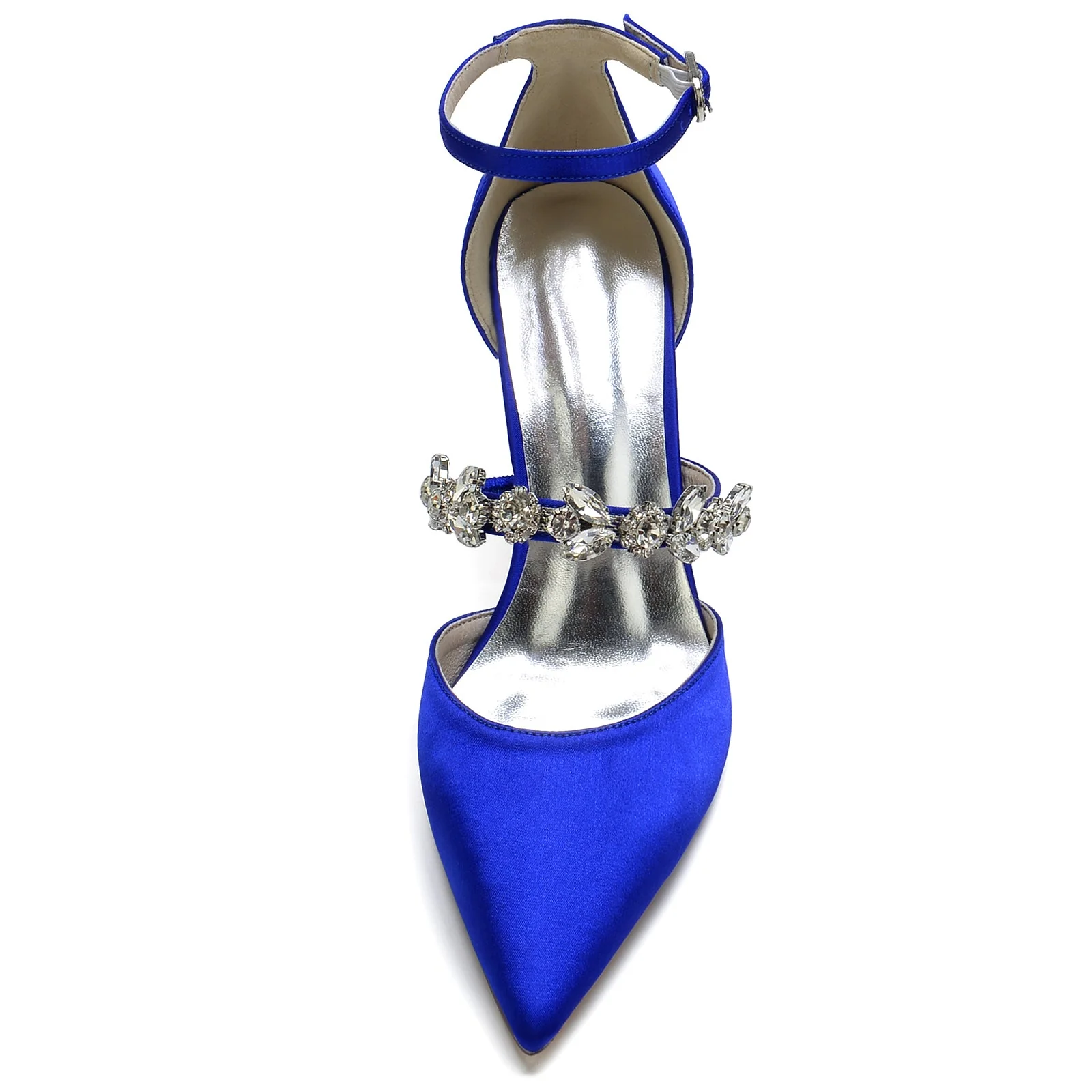 Women's Ankle Strap Silk Satin With Ankle Strap Rhinestone Closed Toe Stiletto Heel Evening Shoes - Image 3