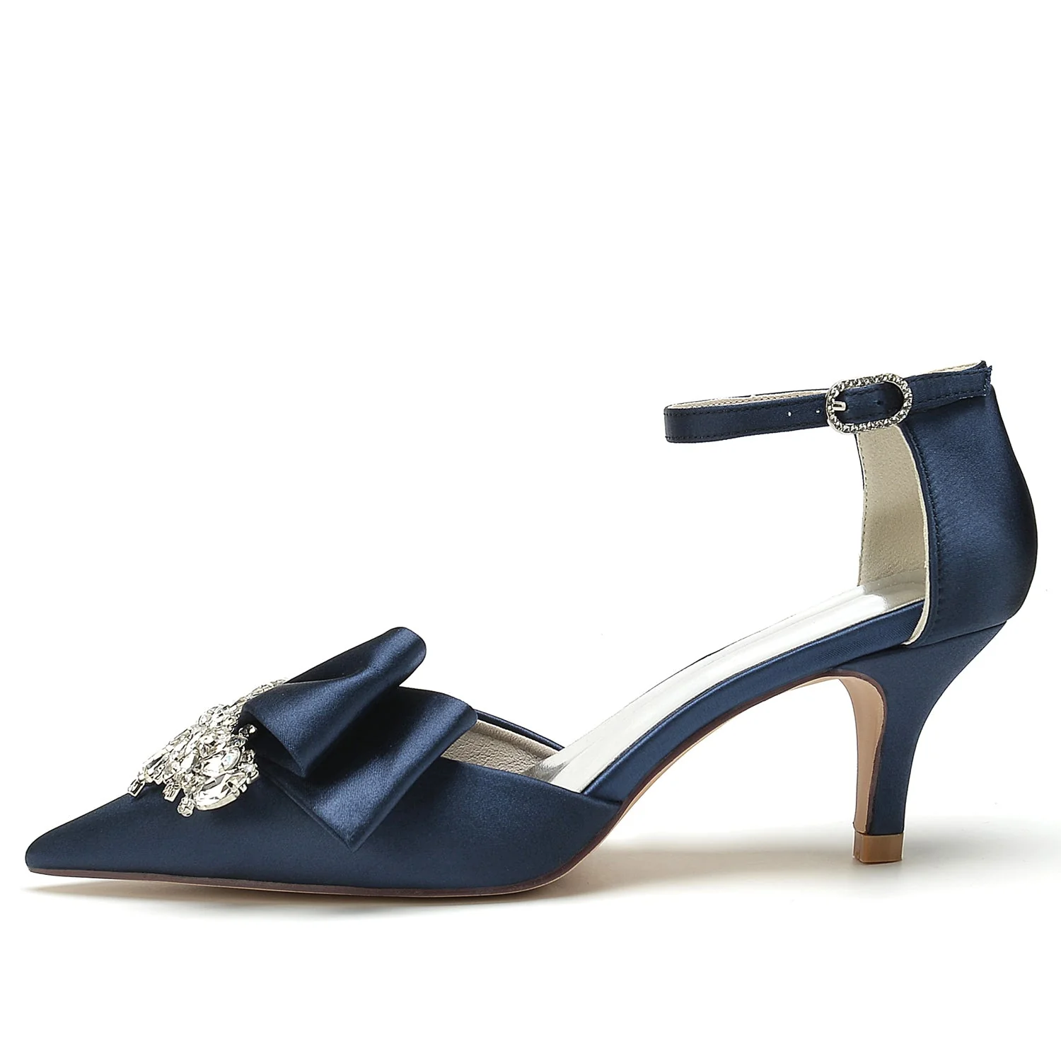 Women's Ankle Strap Silk Satin With Rhinestone Closed Toe Stiletto Heel Evening Shoes - Image 21