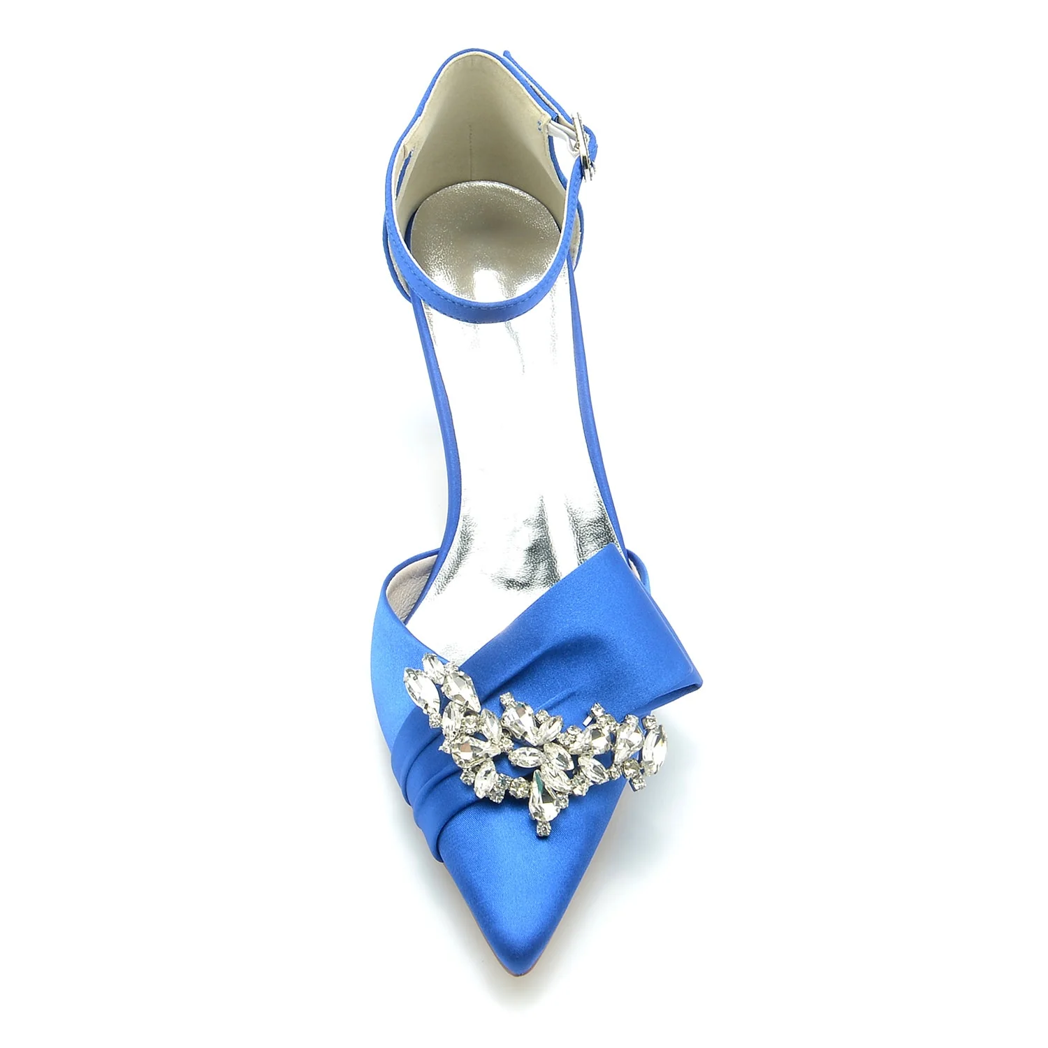 Women's Ankle Strap Silk Satin With Rhinestone Closed Toe Stiletto Heel Evening Shoes - Image 27