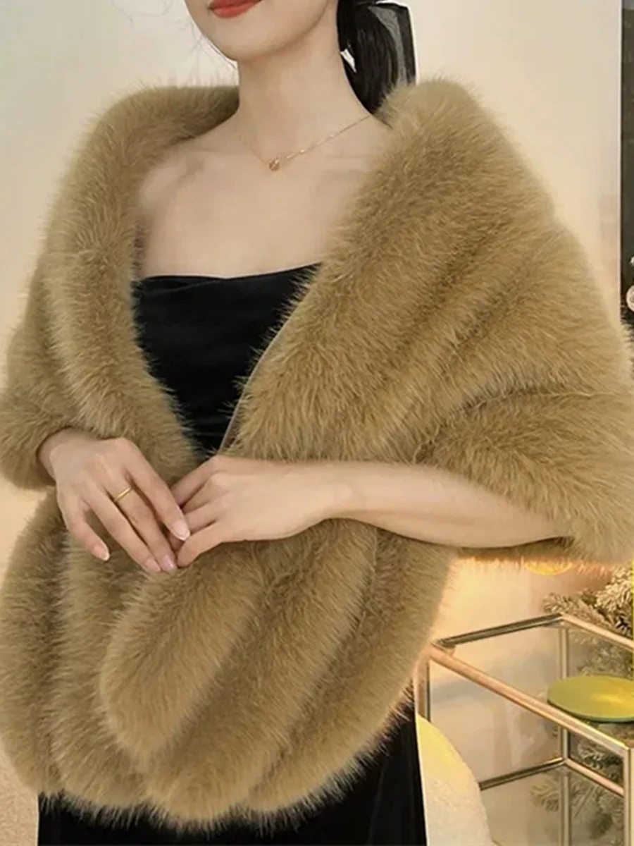 Women's Elegant Solid Colored Scarf Cape Long Wedding Shawl Wrap - Image 7