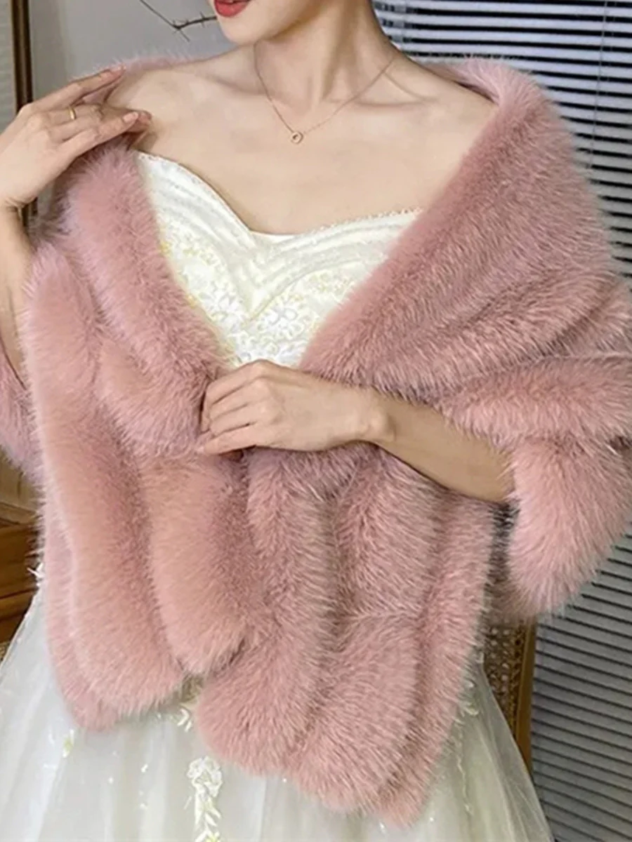 Women's Elegant Solid Colored Scarf Cape Long Wedding Shawl Wrap - Image 8