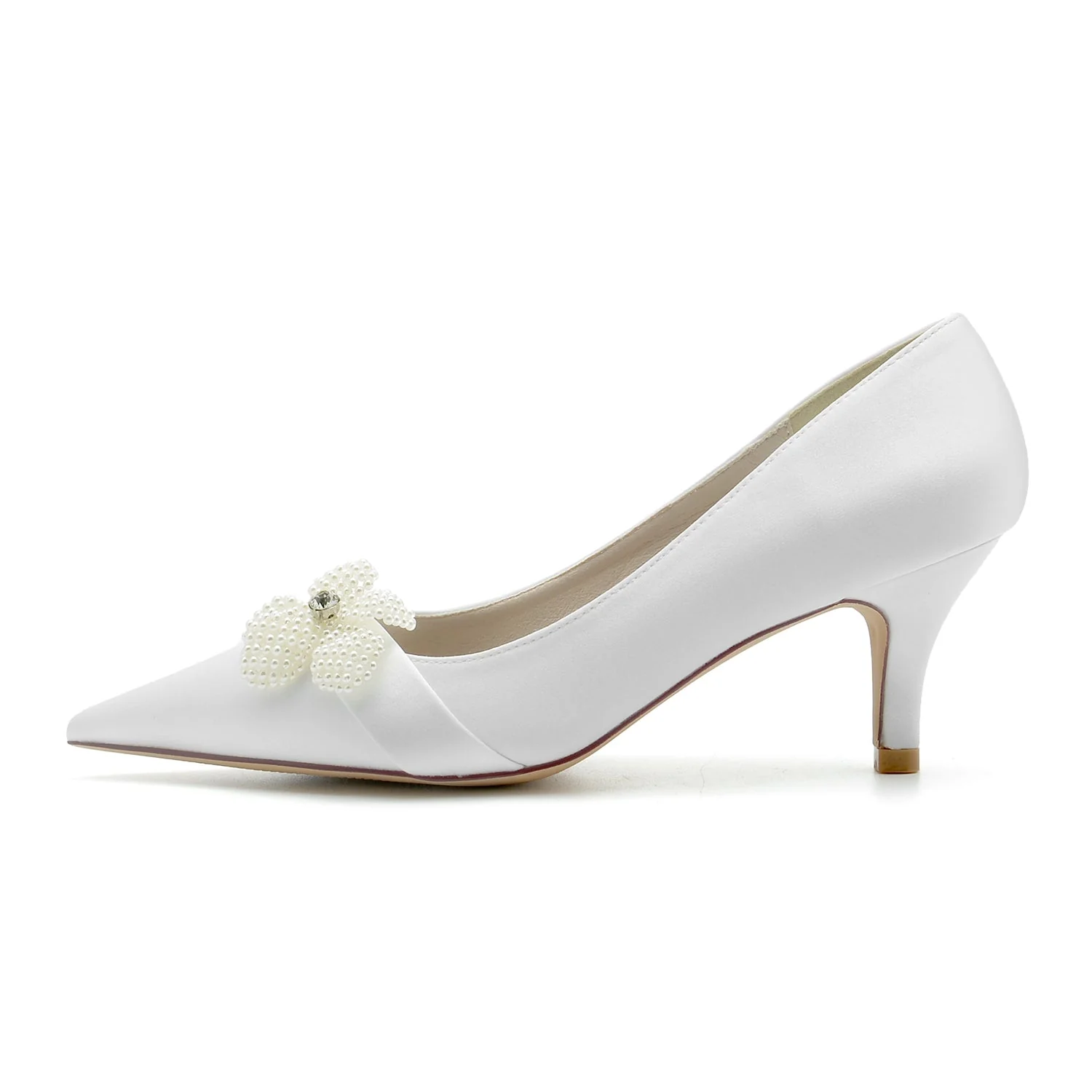 Women's Flower Closed Toe Silk Satin With Stiletto Heel Wedding Shoes - Image 2