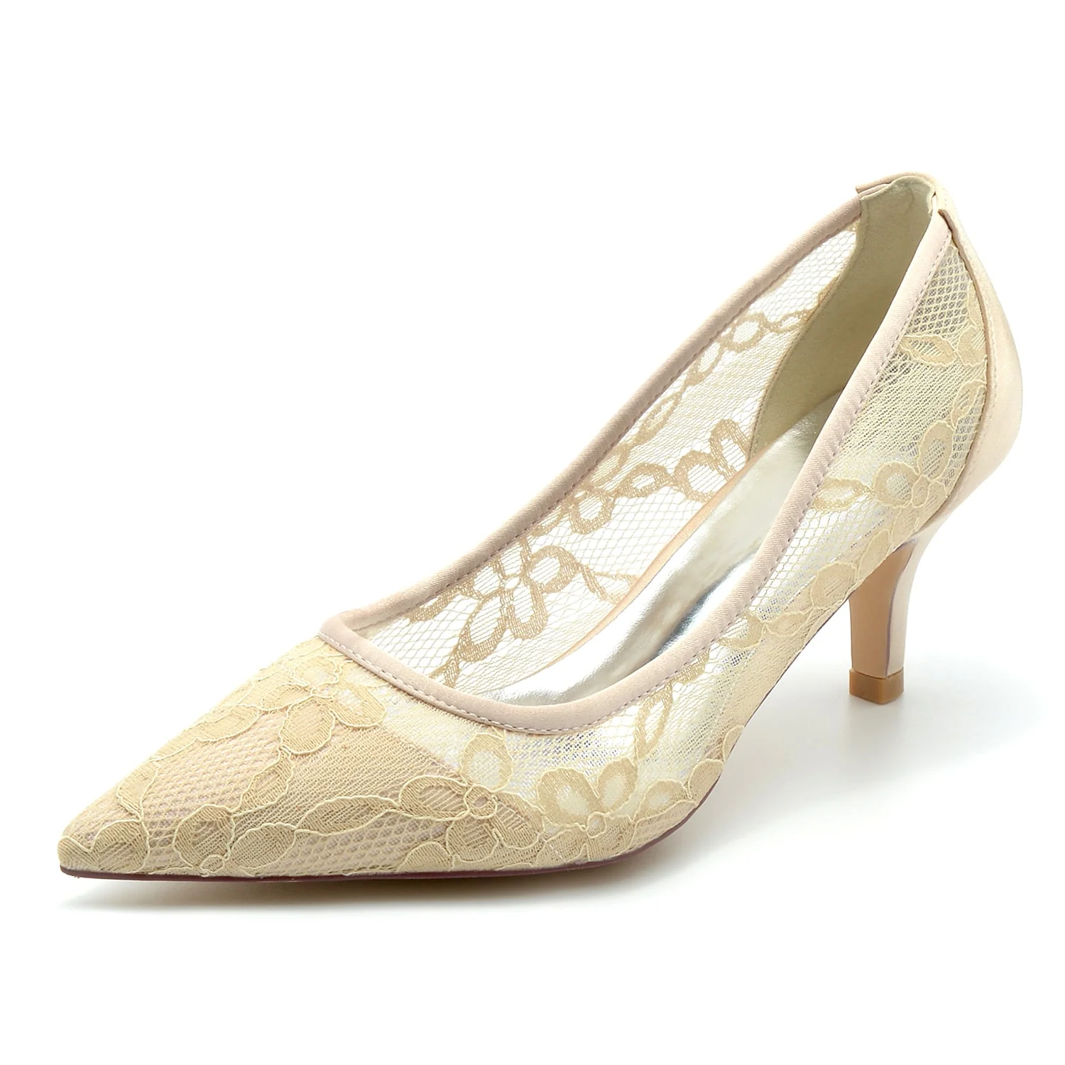 Women's Lace With Closed Toe Stiletto Heel Evening Shoes - Image 6