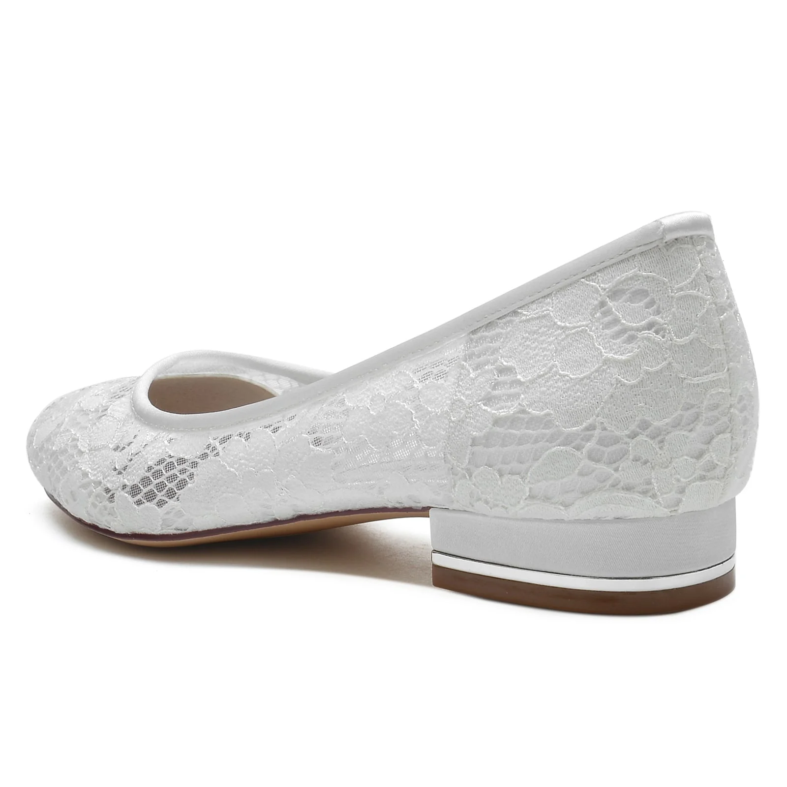 Women's Lace With Lace Closed Toe Flat Heel Evening Shoes - Image 3