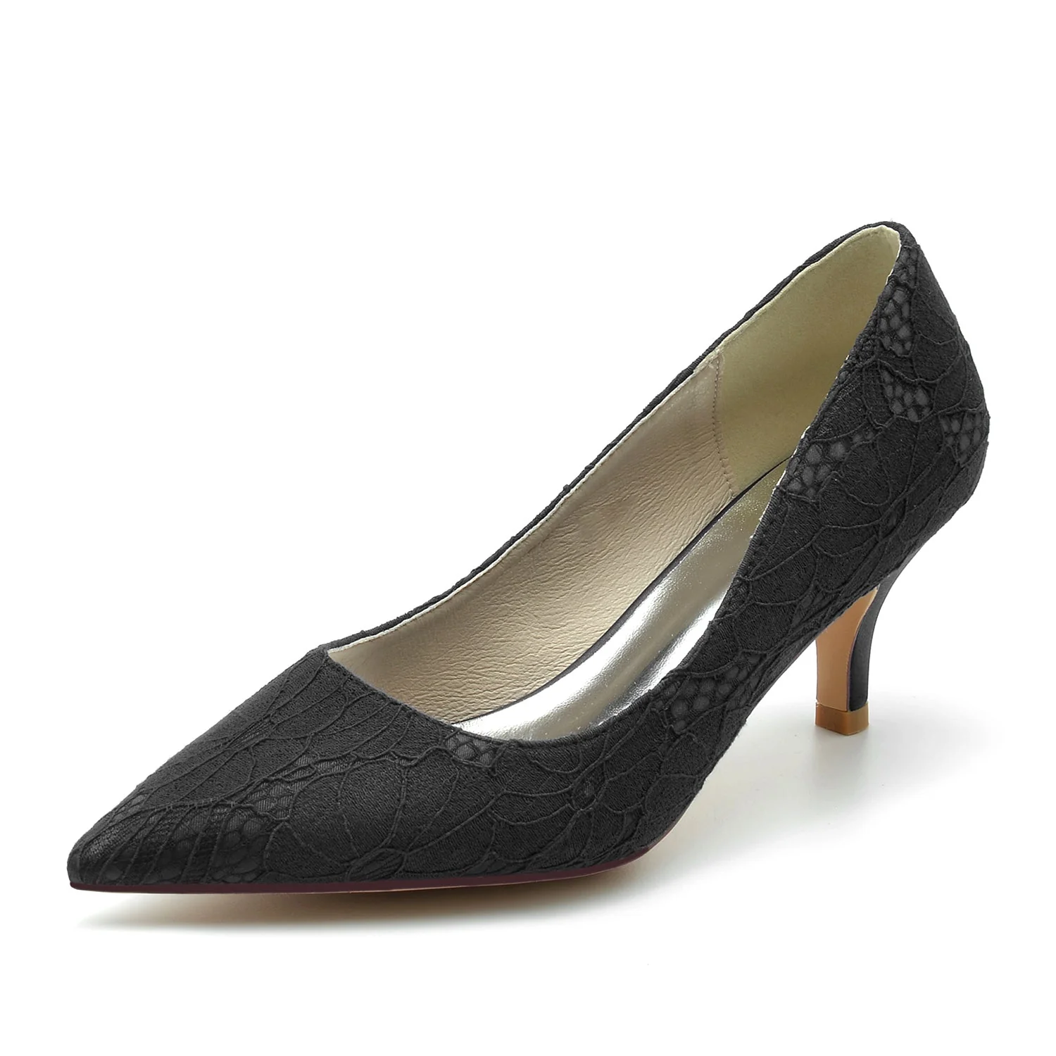 Women's Lace With Lace Closed Toe Stiletto Heel Evening Shoes - Image 7