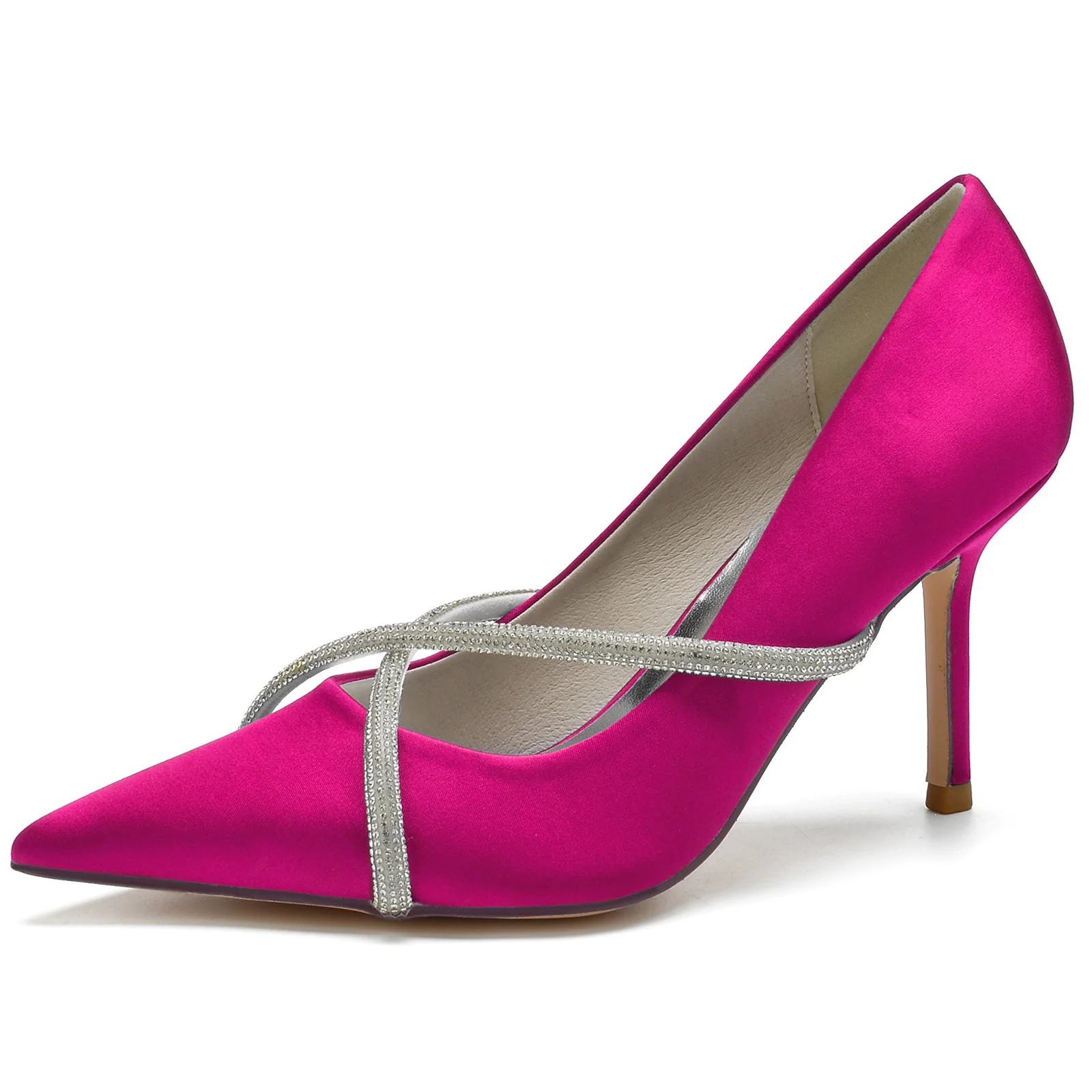 Women's Rhinestone With Silk Satin Closed Toe Stiletto Heel Evening Shoes - Image 13