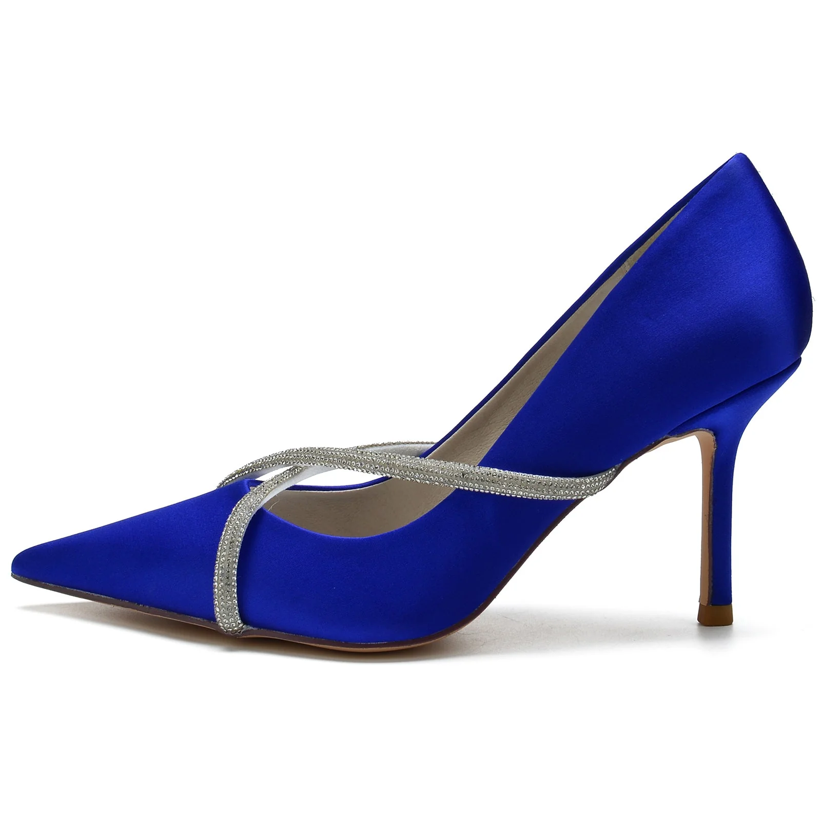 Women's Rhinestone With Silk Satin Closed Toe Stiletto Heel Evening Shoes - Image 2