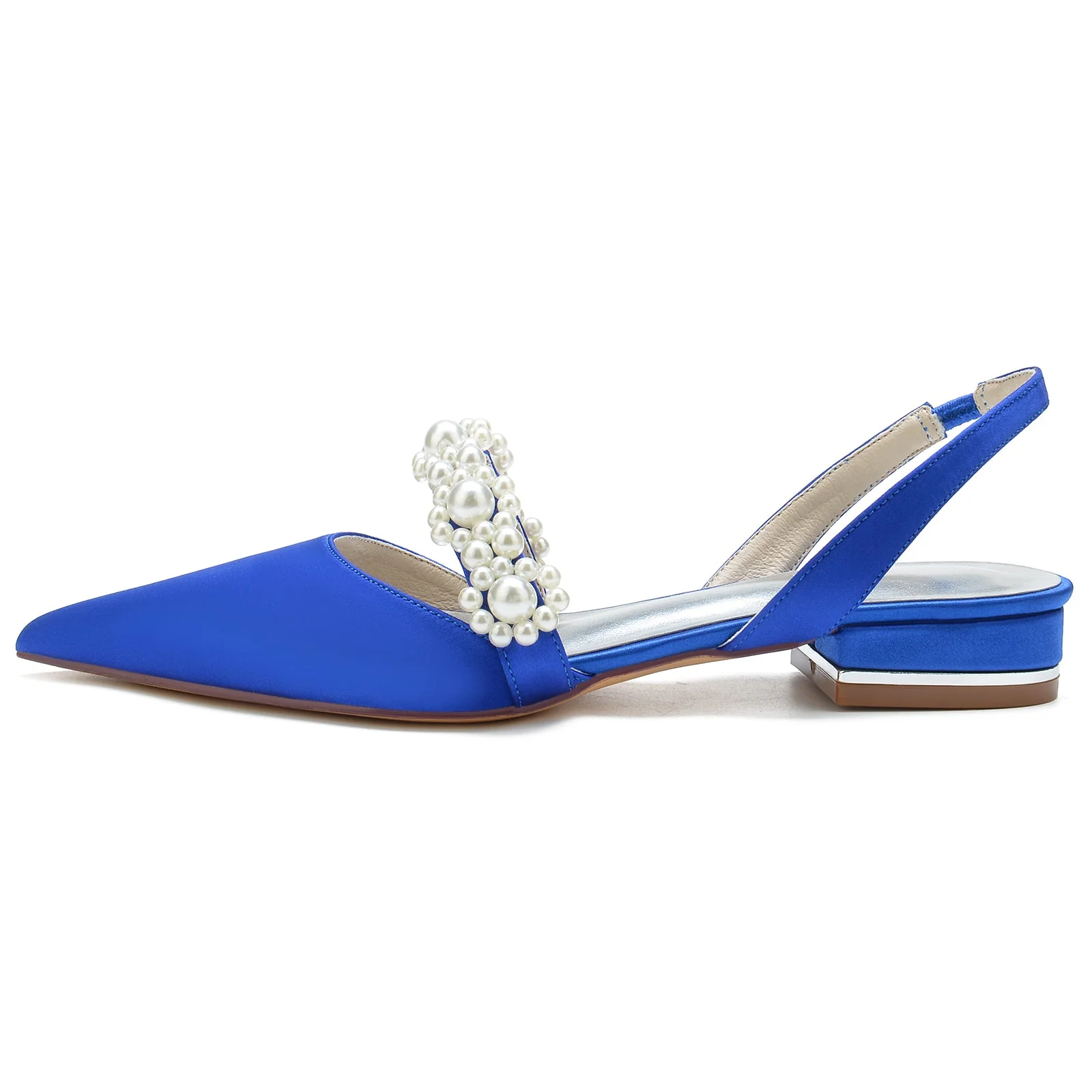 Women's Silk Satin Flower With Closed Toe Flat Heel Evening Shoes - Image 2