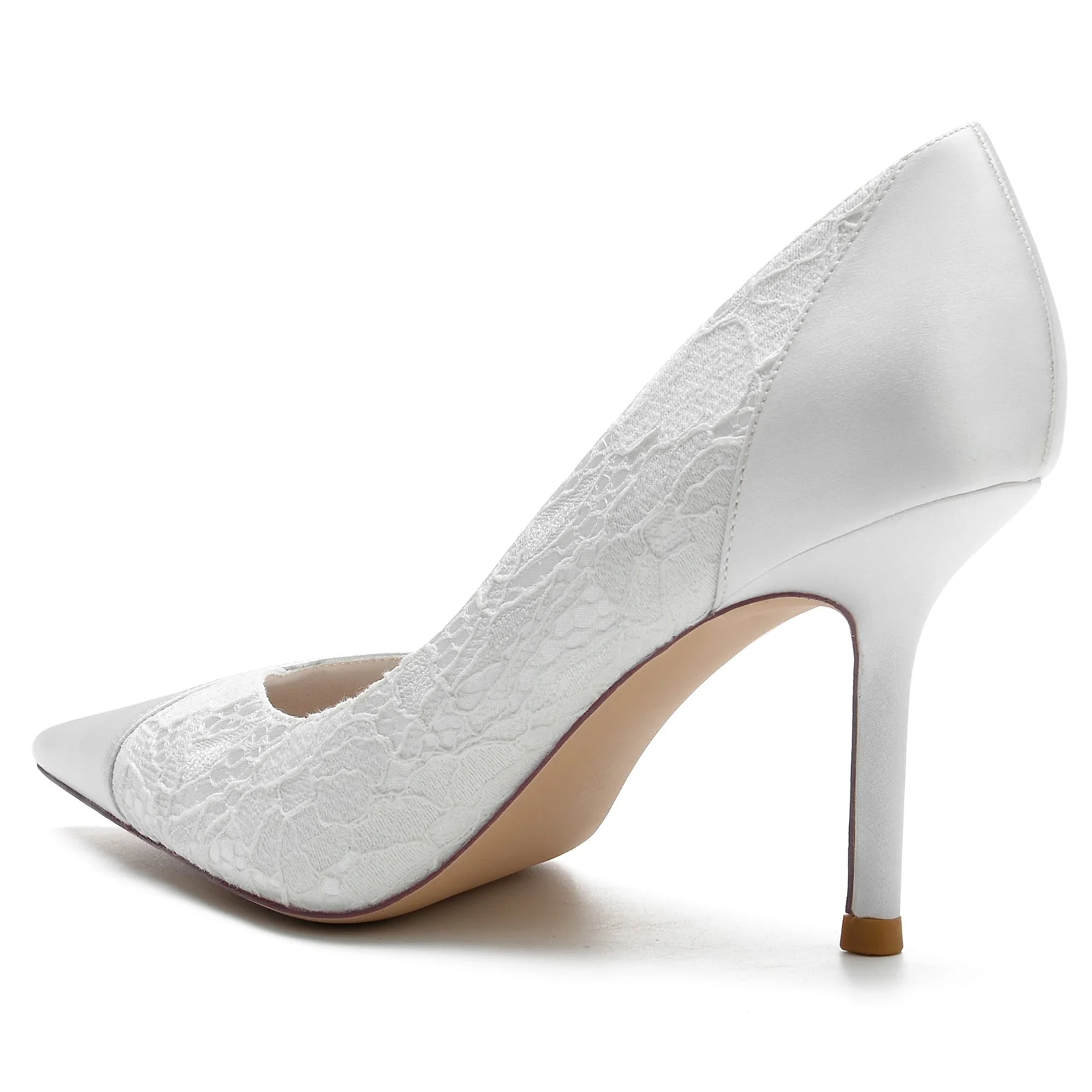 Women's Silk Satin Lace Closed Toe With Stiletto Heel Party Shoes - Image 4