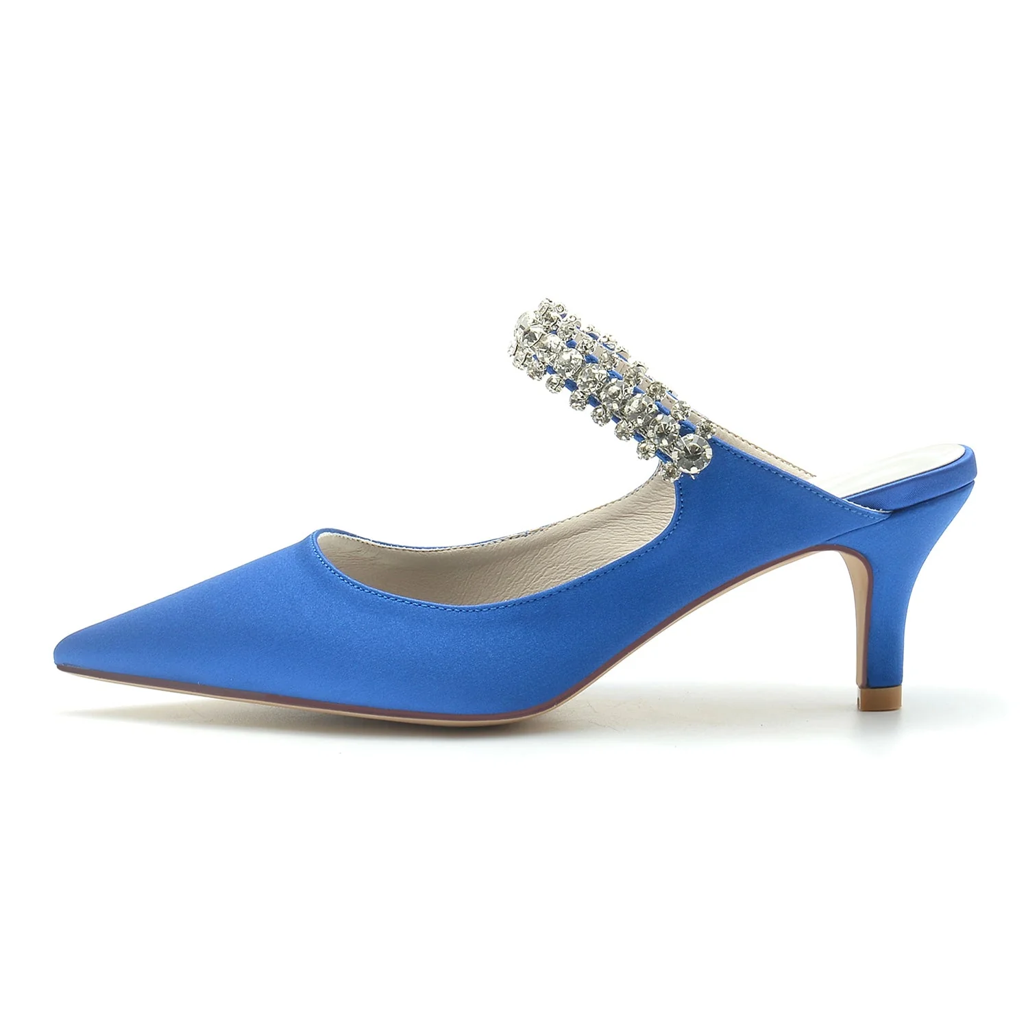 Women's Silk Satin Rhinestone Closed Toe Stiletto Heel Party Shoes - Image 2