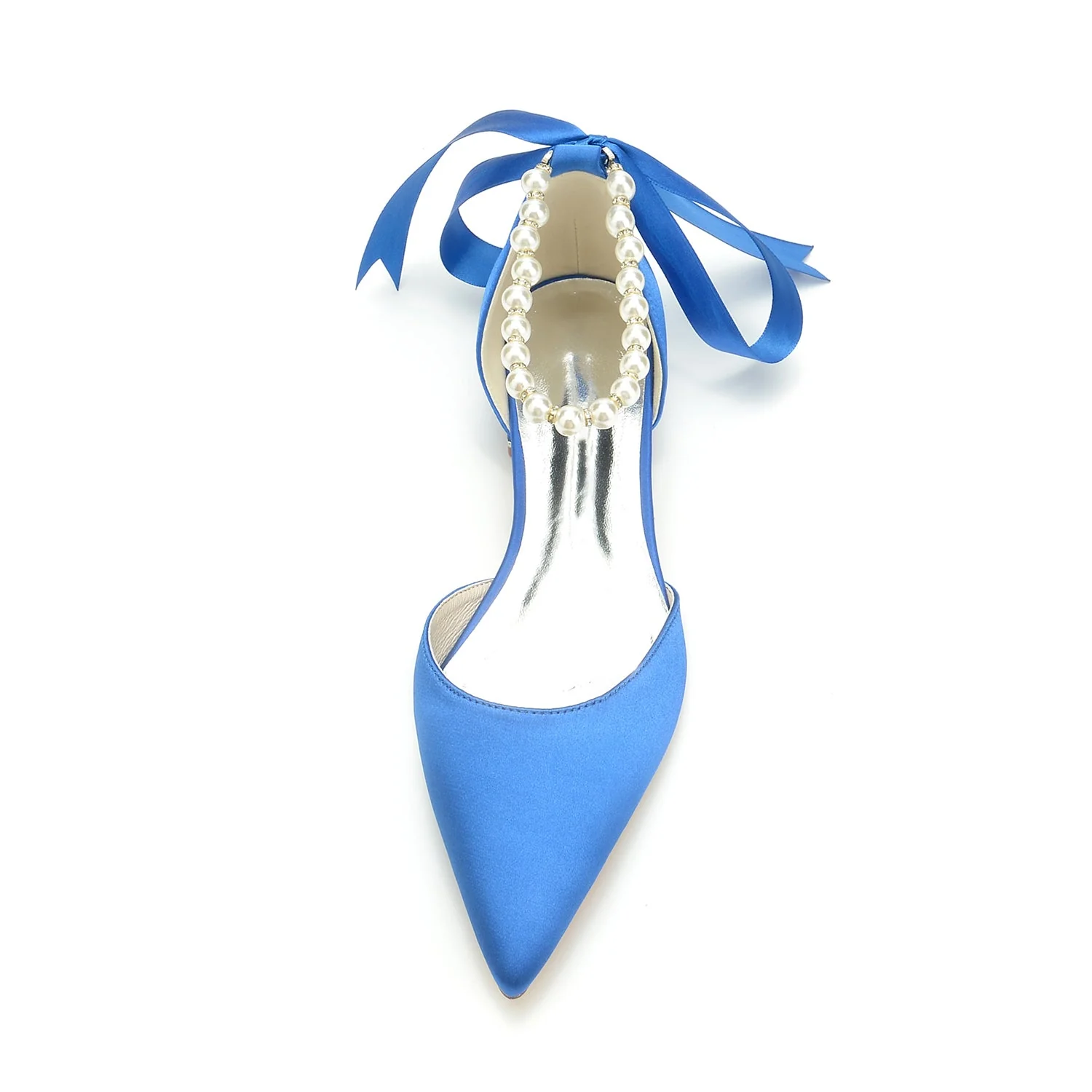 Women's Silk Satin With Ankle Strap Lace-up Closed Toe Flat Heel Evening Shoes - Image 3