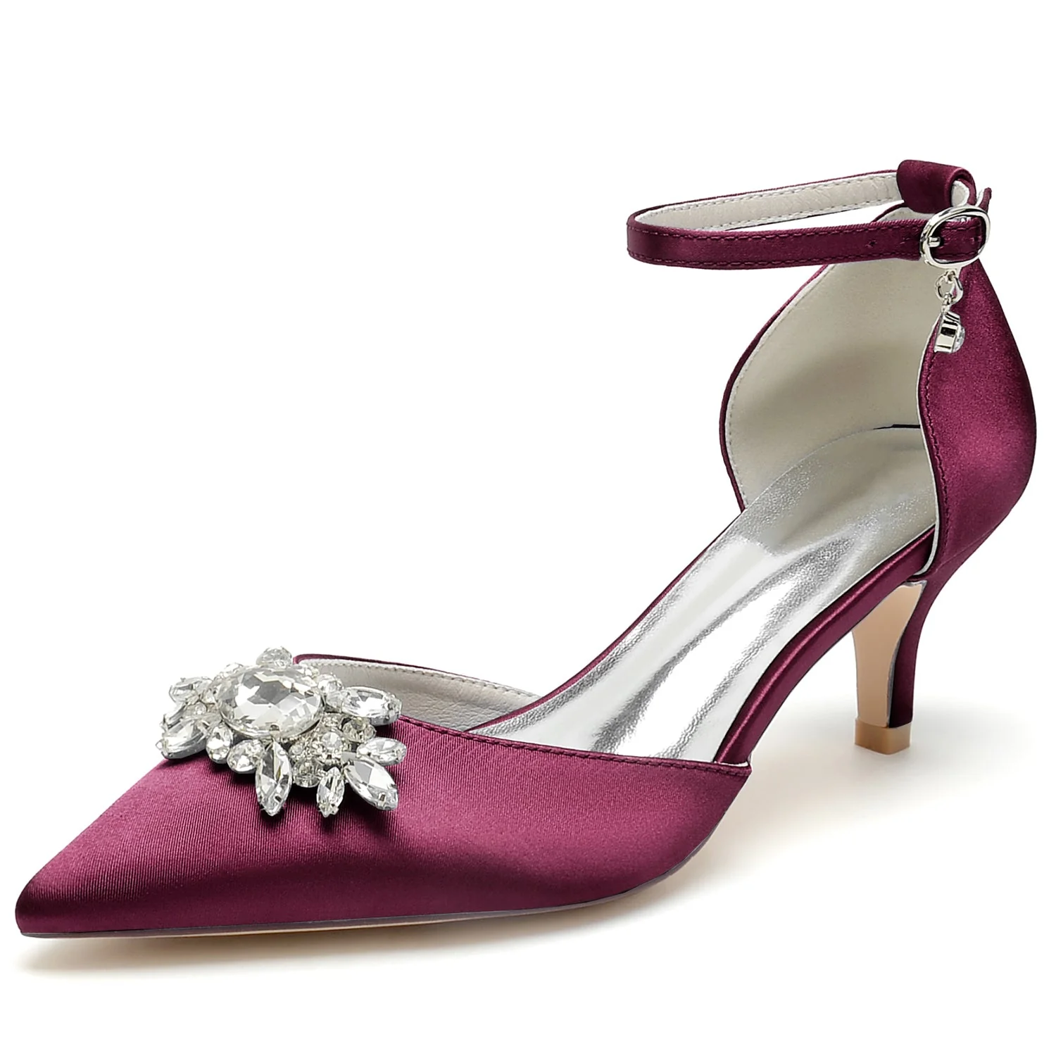 Women's Silk Satin With Closed Toe Ankle Strap Stiletto Heel Wedding Shoes - Image 14