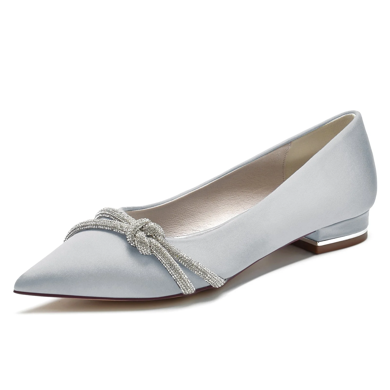 Women's Silk Satin With Closed Toe Flat Heel Evening Shoes - Image 9