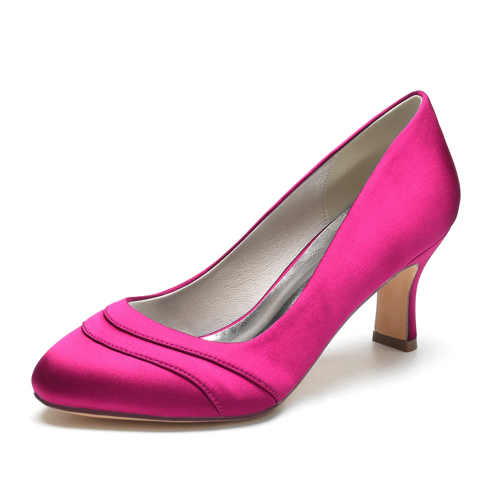 Women's Silk Satin With Closed Toe Spool Heel Party Shoes - Image 13