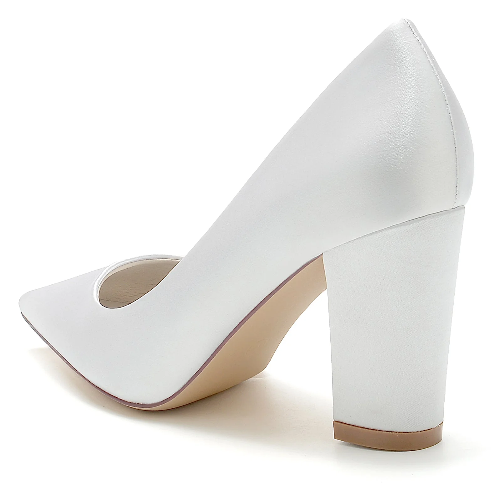 Women's Silk Satin With Flower Rhinestone Closed Toe Chunky Heel Evening Shoes - Image 2