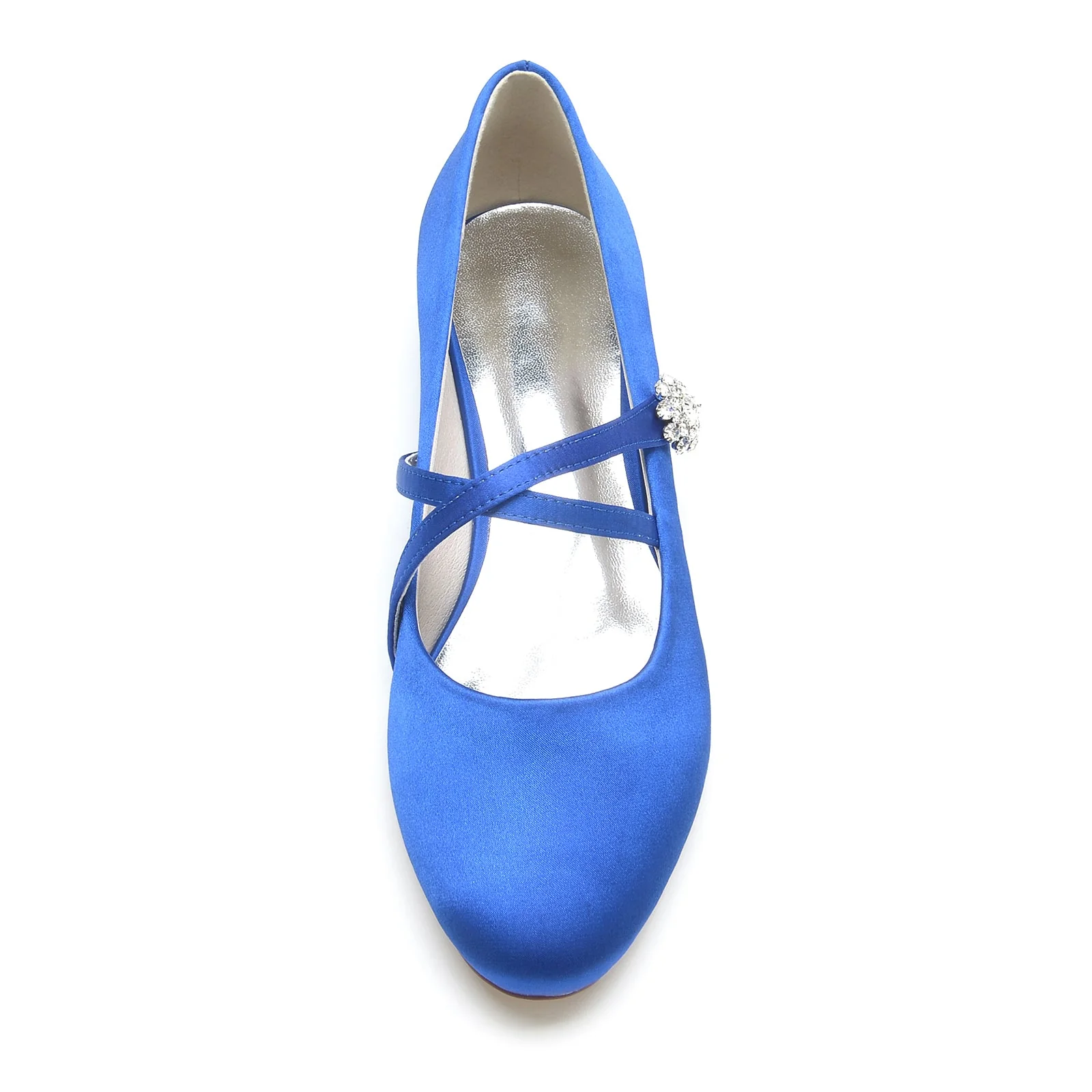 Women's Silk Satin With Flower Rhinestone Closed Toe Flat Heel Wedding Shoes - Image 4