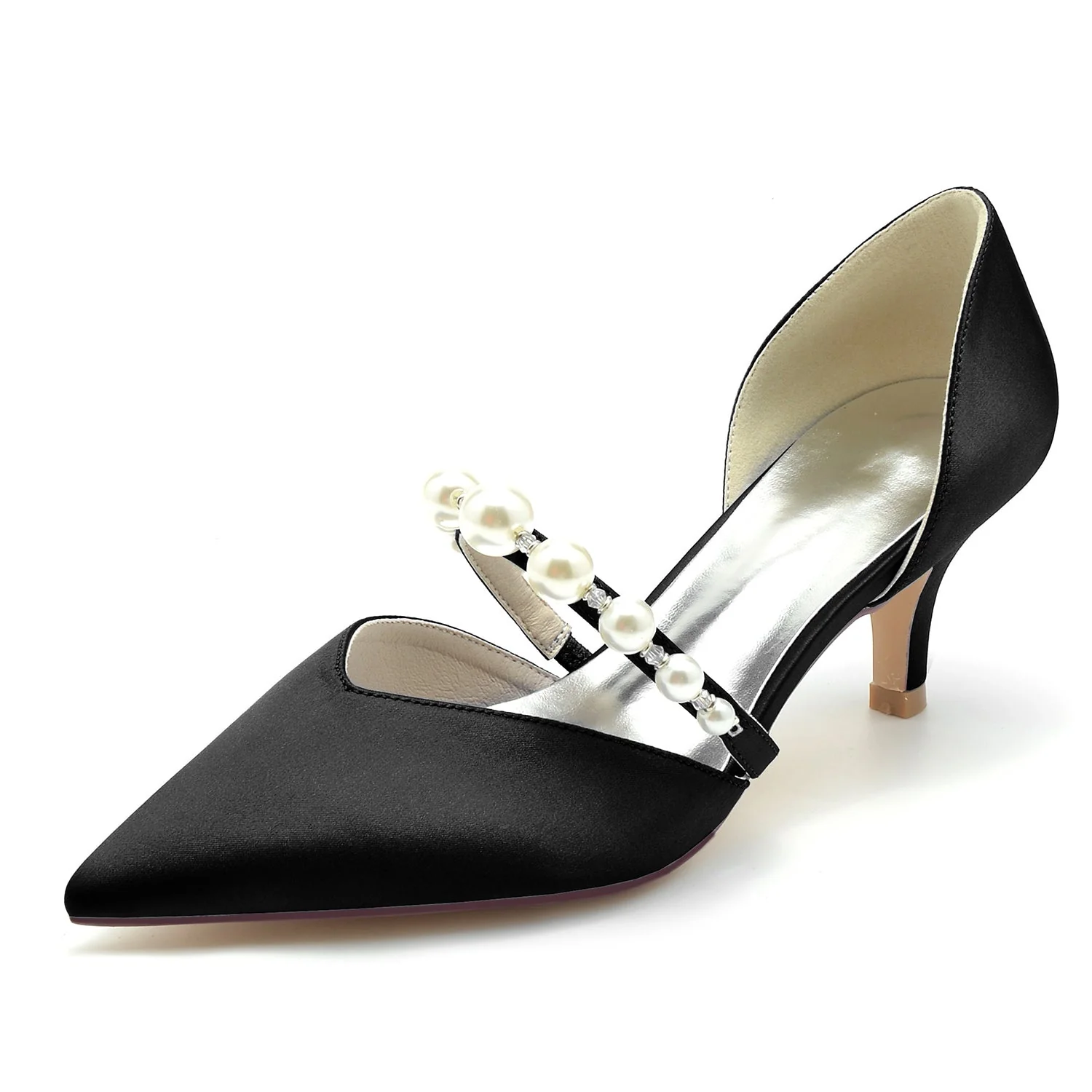Women's Silk Satin With Pearl Closed Toe Stiletto Heel Party Shoes - Image 11
