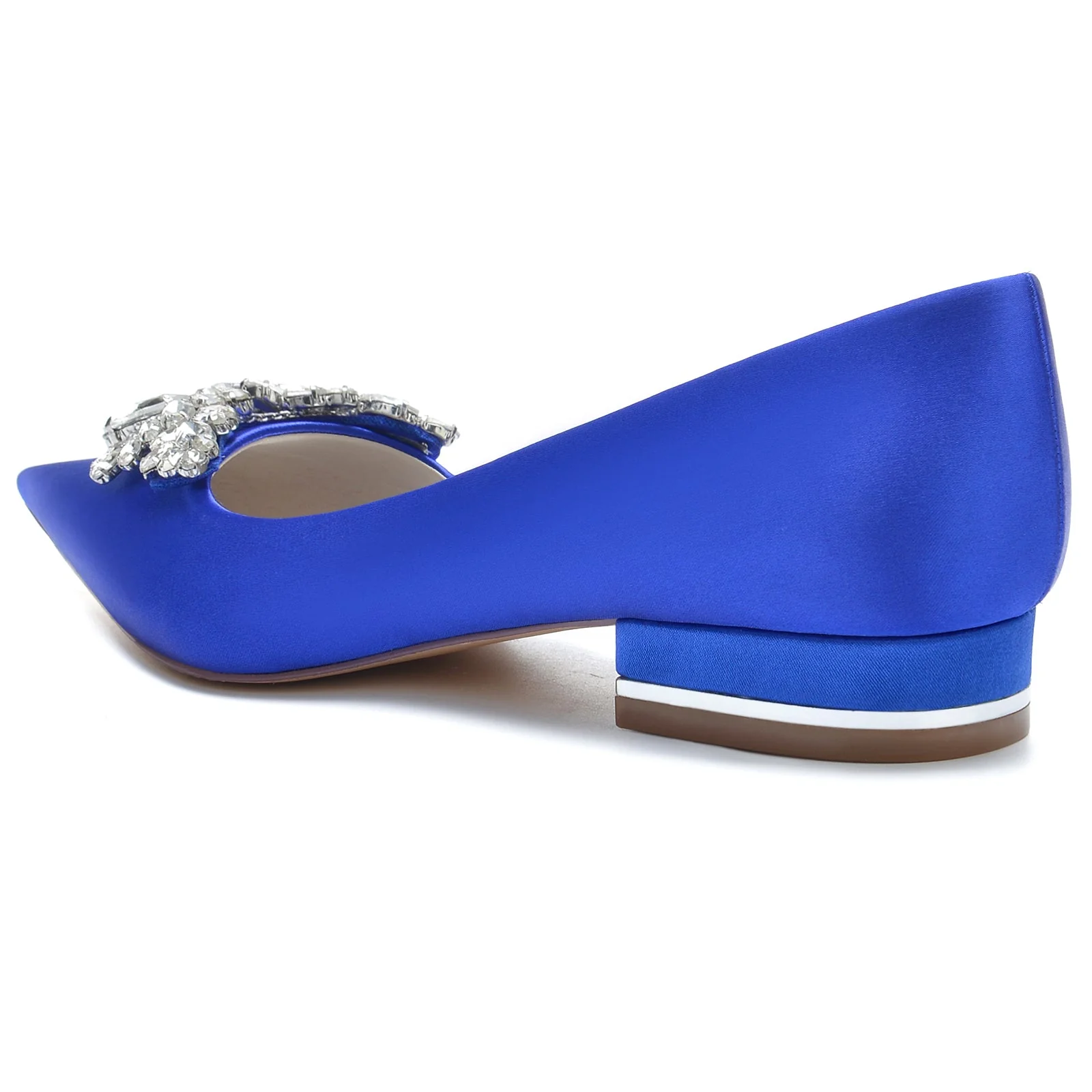 Women's Silk Satin With Rhinestone Closed Toe Flat Heel Party Shoes - Image 4
