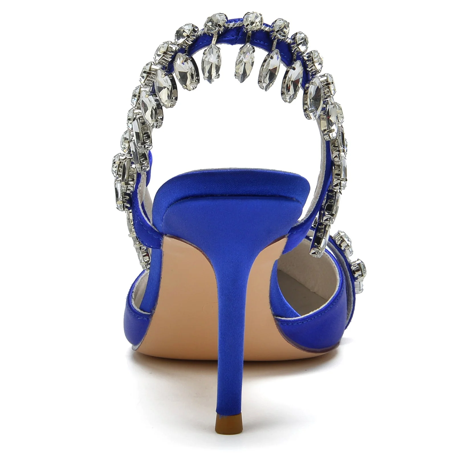 Women's Silk Satin With Rhinestone Tassel Closed Toe Stiletto Heel Party Shoes - Image 4