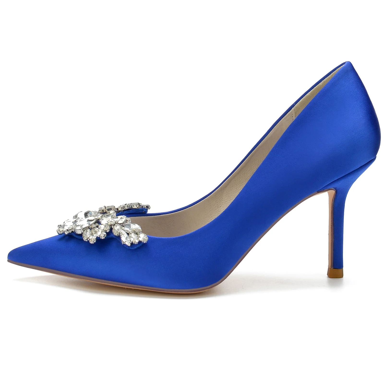 Women's With Rhinestone Silk Satin Closed Toe Stiletto Heel Evening Shoes - Image 2